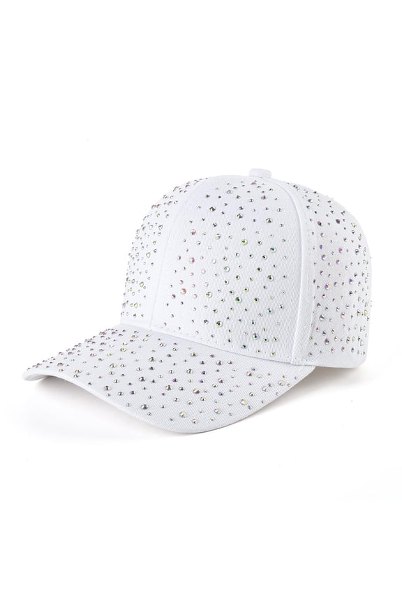 Women Fashion Baseball Cap Polyester Heart Rhinestone Embellished Casual Outdoor Travel Sun Hat For Daily Wear Spring And Summer