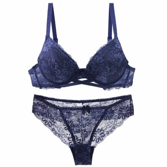 Levmjia Women Floral Lace Lingerie Set Two Piece Panty Adjustable Thin Straps Underwire Support Thin Cup Soft Breathable Outfit Daily Honeymoon Romantic Private Bedroom Night