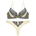 thumbnail image 1 of Levmjia Women Floral Lace Lingerie Set Wirefree Lace Adjustable Shoulder Straps Push Up Bra Thong Panties Soft Breathable Daily Honeymoon Romantic Bedroom Night Occasions, 1 of 6