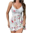 thumbnail image 1 of Levmjia Women Floral Print Mesh Nightgown Spaghetti Strap V Neck Ruffled Hem Mini Slip Dress Spring Summer Home Sleep Breathable Soft Lightweight Flowy Cute Sheer Lingerie Night, 1 of 8