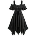 thumbnail image 1 of Levmjia Women Halloween Dresses Halter Off The Shoulder Gothic Costume Party Dress Comfortable Elegant Mesh Midi Dress Flare A-Line Elegant Lace Up Holiday, 1 of 8