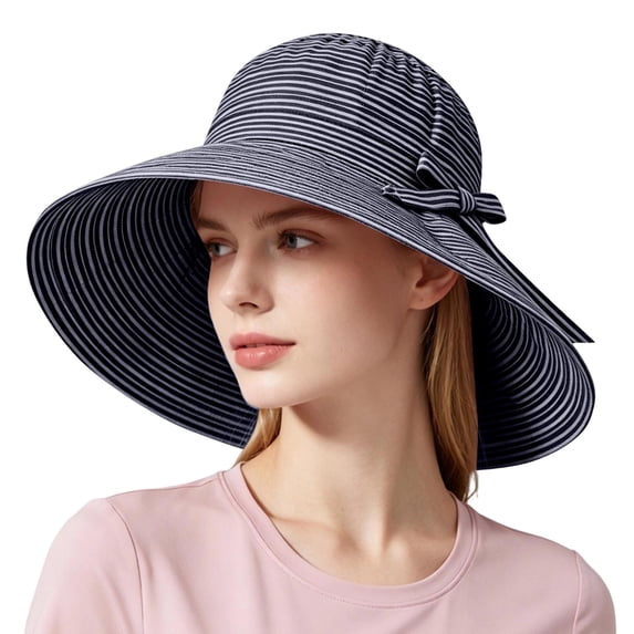 Levmjia Women Hat Soft Bowknot Breathable Sun Hat Beach Travel Daily Commute Outdoor Walking UV Protection Casual Outings
