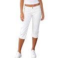 thumbnail image 1 of Levmjia Women High Rise Straight Leg Capri Jeans Button Fly Side Pockets Cuffed Hem Casual Denim Pants for Summer Daily Wear, 1 of 9