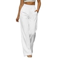 thumbnail image 1 of Levmjia Women High Rise Wide Leg Dress Pants Solid Color Work Office Pants with Hidden Button Closure Flowy Elegant Formal Trousers, 1 of 8