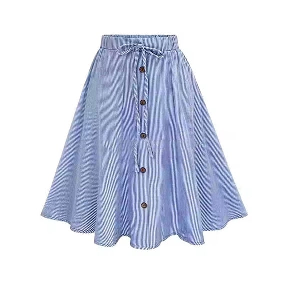 Levmjia Women High Waist A Line Skirt Summer Casual Flowy Midi Skirt with Pockets Stretchy Comfortable Solid Color Work Vacation Dress