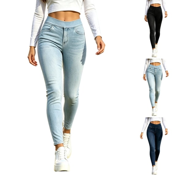 Levmjia Women High Waisted Skinny Jeans Slim Fit Stretch Denim Pants Four Pocket Butt Lifting Tummy Control Casual Ankle Length Jeggings for Women