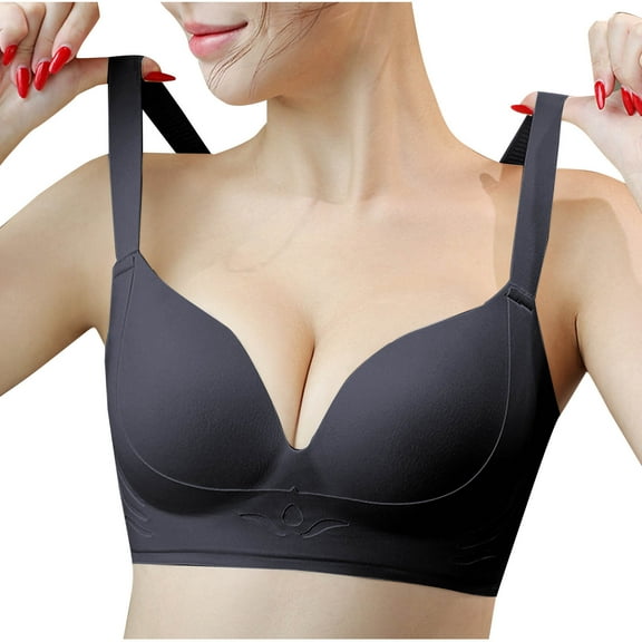 Levmjia Women Lace Bras Underwear Comfortable No Wire Adjustable Straps Everyday Wear Sleep 34B-42C Black Red Beige 2 Pack