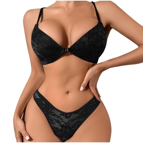 Levmjia Women Lace Lingerie Set Floral Underwire Adjustable Thin Straps Support Push Up Bra Panty Soft Stretchy Breathable Daily Honeymoon Romantic Bedroom Night Occasions