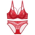 thumbnail image 1 of Levmjia Women Lace Lingerie Set Push Up Bra Panties Set Thin Deep V Cross Back Adjustable Straps Honeymoon Everyday Wear Comfortable Breathable Sleepwear, 1 of 3