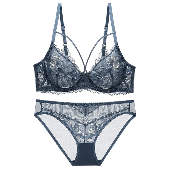 Levmjia Women Lace Lingerie Set Push Up Bra Panties Set Thin Deep V Cross Back Adjustable Straps Honeymoon Everyday Wear Comfortable Breathable Sleepwear