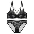thumbnail image 1 of Levmjia Women Lace Lingerie Set Push Up Bra Panties Set Thin Deep V Cross Back Adjustable Straps Honeymoon Everyday Wear Comfortable Breathable Sleepwear, 1 of 2