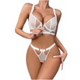 thumbnail image 1 of Levmjia Women Lace Lingerie Set Sheer Mesh Hollow Out Solid Color Two Piece Bra And Panty With Adjustable Shoulder Straps Night Date Daily Elegant, 1 of 4