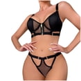 thumbnail image 1 of Levmjia Women Lace Lingerie Set Sheer Mesh Hollow Out Solid Color Two Piece Bra And Panty With Adjustable Shoulder Straps Night Date Daily Elegant, 1 of 5