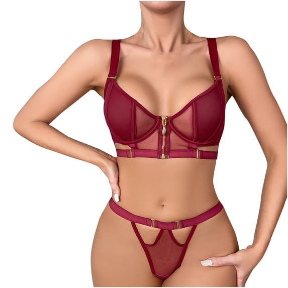 Levmjia Women Lace Lingerie Set Sheer Mesh Hollow Out Solid Color Two Piece Bra And Panty With Adjustable Shoulder Straps Night Date Daily Elegant