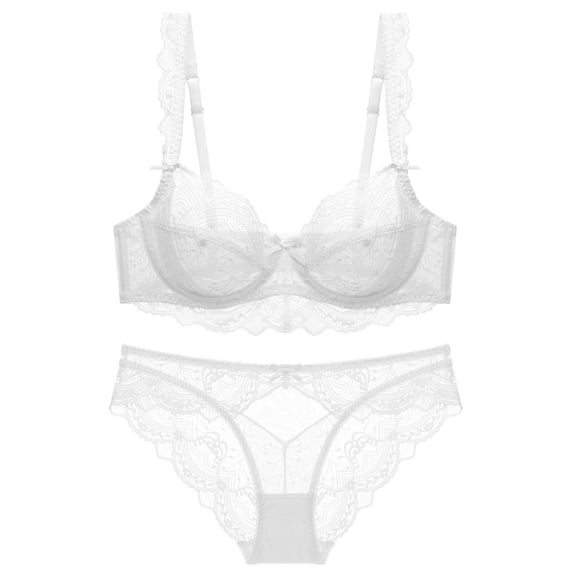 Levmjia Women Lace Lingerie Set Thin Push Up Bra Panty Set Deep V Backless Adjustable Straits For Honeymoon Valentine Day Everyday Wear Comfortable Breathable