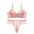 thumbnail image 1 of Levmjia Women Lace Lingerie Set Underwire Bra With Matching Thong Panties Adjustable Shoulder Straps Soft Mesh Daily Wear Romantic Date Night Elegant Solid Color, 1 of 7