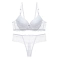 thumbnail image 1 of Levmjia Women Lace Lingerie Set Underwire Bra With Matching Thong Panties Adjustable Shoulder Straps Soft Mesh Daily Wear Romantic Date Night Elegant Solid Color, 1 of 7
