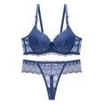 thumbnail image 1 of Levmjia Women Lace Lingerie Set Underwire Bra With Matching Thong Panties Adjustable Shoulder Straps Soft Mesh Daily Wear Romantic Date Night Elegant Solid Color, 1 of 7