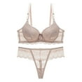 thumbnail image 1 of Levmjia Women Lace Lingerie Set Underwire Bra With Matching Thong Panties Adjustable Shoulder Straps Soft Mesh Daily Wear Romantic Date Night Elegant Solid Color, 1 of 7
