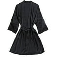 thumbnail image 1 of Levmjia Women Lace Mesh Lingerie Kimono Robe Belted V Neck 3/4 Sleeve Bath Robe Multi Color Sheer Soft Breathable Sleepwear Spa Bedroom Night Gown, 1 of 4