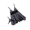 thumbnail image 1 of Levmjia Women Lace Mesh Lingerie Set Soft Sheer Breathable Solid Color Lightweight Nightwear Front Slit Spaghetti Strap Loose Flowy Home Date Night Adult Sleep Dress, 1 of 8