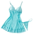 thumbnail image 1 of Levmjia Women Lace Mesh Nightgown Solid Color Spaghetti Strap Deep V Flowy Mini Slip Dress Spring Summer Home Breathable Soft Stretchy Elegant Lingerie Rest, 1 of 5