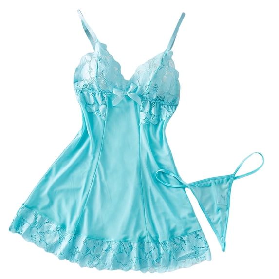 Levmjia Women Lace Mesh Nightgown Solid Color Spaghetti Strap Deep V Flowy Mini Slip Dress Spring Summer Home Breathable Soft Stretchy Elegant Lingerie Rest