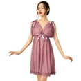 thumbnail image 1 of Levmjia Women Lace Nightgown Sheer V Neck Mini Sleep Dress Soft Loose Plus Size Indoor Sleeping Wear Solid Color Elegant Home Nightwear Relaxing Bedroom Daily Rest, 1 of 3