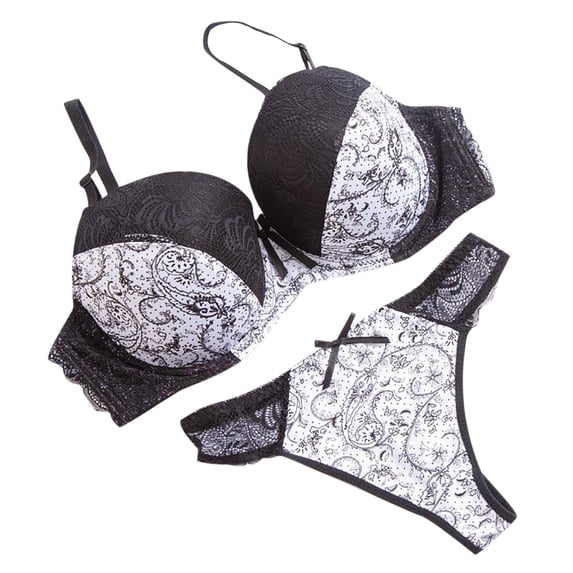 Levmjia Women Lace Underwire Lingerie Set Adjustable Spaghetti Straps Support Sheer Embroidered Mesh Two Piece Panty Soft Honeymoon Romantic Private Bedroom Nights