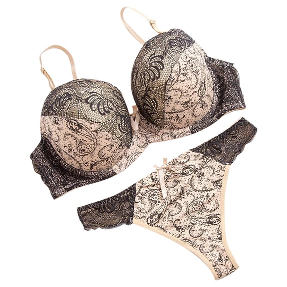 Levmjia Women Lace Underwire Lingerie Set Adjustable Spaghetti Straps Support Sheer Embroidered Mesh Two Piece Panty Soft Honeymoon Romantic Private Bedroom Nights