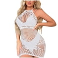 thumbnail image 1 of Levmjia Women Lingerie Set Sleeveless Fishnet Mini Dress Solid Sheer Mesh Bodycon Lingerie Multiple Colors Parties Special Occasions, 1 of 5