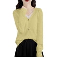 thumbnail image 1 of Levmjia Women Long Sleeve Knit Cardigan Polyester Solid Color V Neck Hollow Out Sun Protection Lightweight Breathable Casual Daily Home Wear Office Commute Beach Vacation, 1 of 5