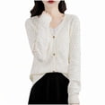 thumbnail image 1 of Levmjia Women Long Sleeve Knit Cardigan Polyester Solid Color V Neck Hollow Out Sun Protection Lightweight Breathable Casual Daily Home Wear Office Commute Beach Vacation, 1 of 5