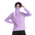 thumbnail image 1 of Levmjia Women Long Sleeve Sunscreen Top Zipper Hooded Sun Protection Coat Breathable Solid Color Regular Fit Outdoor Lightweight Jacket Hiking Cycling Beach Trips Casual Wear, 1 of 6