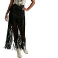 thumbnail image 1 of Levmjia Women Maxi Skirt High Waisted Solid Color Bodycon Slim Fit Long Tassel Hem Western Style Stretchy Soft Fabric For Concerts Party Date Night, 1 of 4