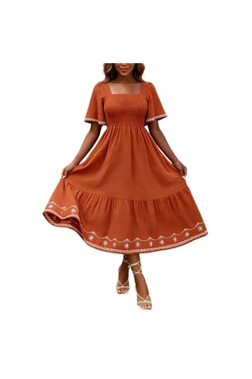 Embroidered Midi Dresses Embroidered Midi Dresses