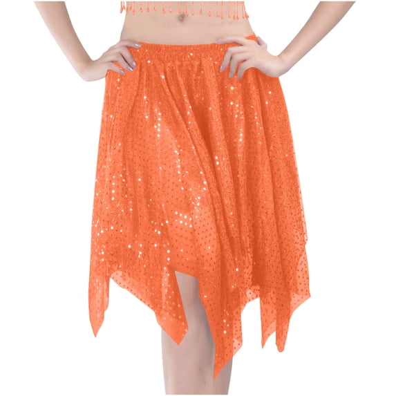 Levmjia Women Midi Skirt Solid Color Polyester Casual Highlight Dance Performance Skirt With Elastic Waist Irregular Hem Party Vacation Wear