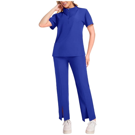 Levmjia Women Nursing Uniform Set Casual Comfortable Loose V Neck Blouse Drawstring Pants Pocket Workwear Outfit Work Clothes Caregivers Home Daily Wear
