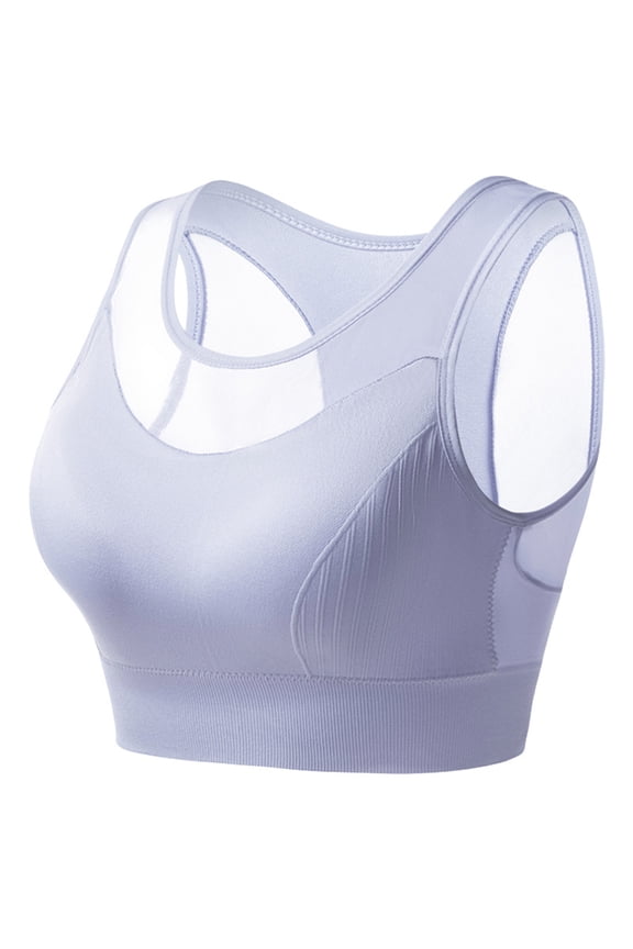 Women Plus Size Sports Bra High Support Wirefree Backless Racerback Yoga Running Gym Fitness Bra Breathable Mesh Quick Dry Seamless Comfort Daily Wear