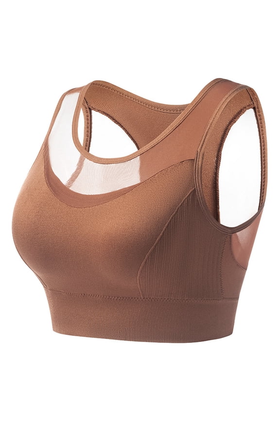 Women Plus Size Sports Bra High Support Wirefree Backless Racerback Yoga Running Gym Fitness Bra Breathable Mesh Quick Dry Seamless Comfort Daily Wear