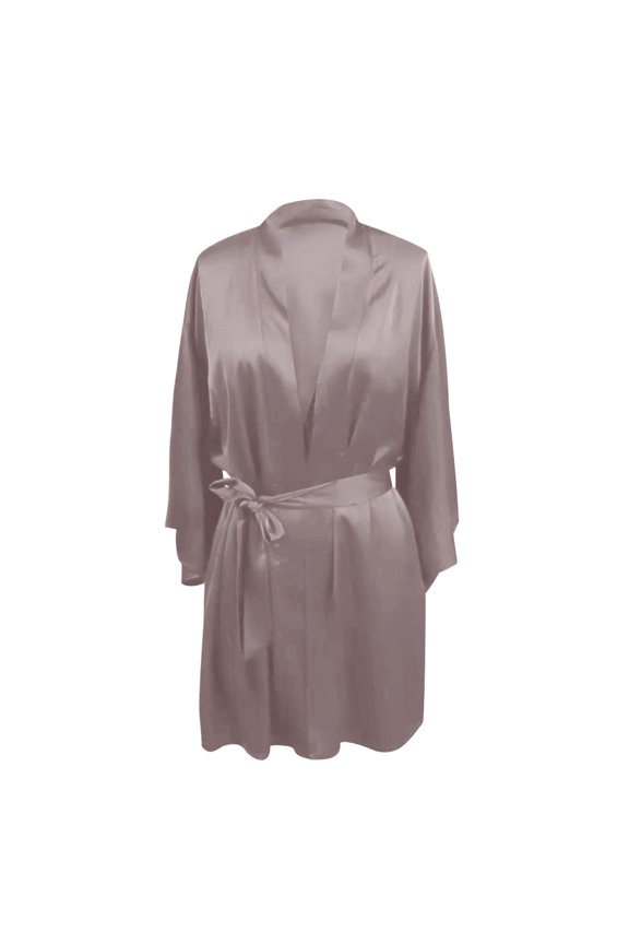 Women Satin Robe Set Solid Color Lace Trim Long Sleeve Belted Kimono Nightgown Spring Summer Home Silky Soft Breathable Elegant Two Piece Lingerie Relax