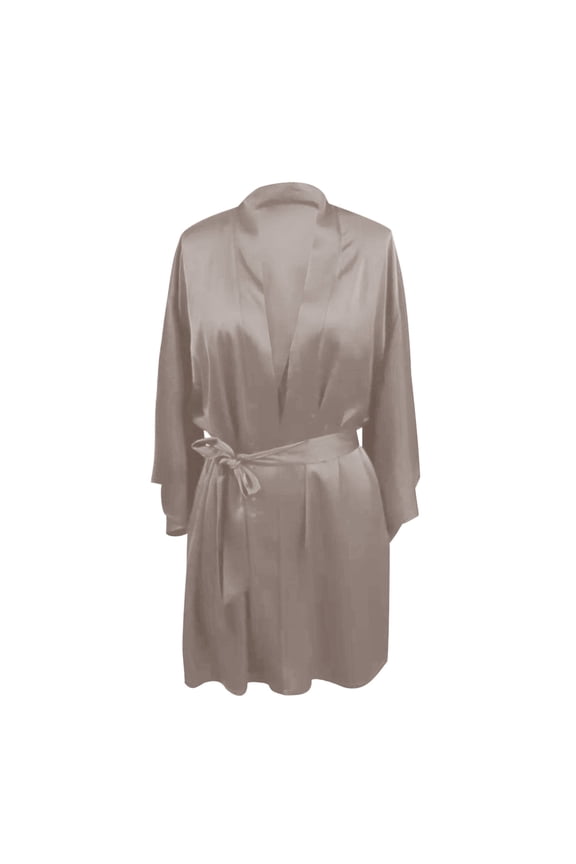 Women Satin Robe Set Solid Color Lace Trim Long Sleeve Belted Kimono Nightgown Spring Summer Home Silky Soft Breathable Elegant Two Piece Lingerie Relax