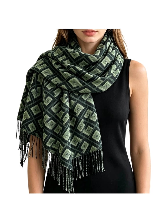 Women Scarf Shawl Vintage Floral Print Tassel Thick Warm Windproof Winter Outdoor Daily Shopping Formal Party Occasions