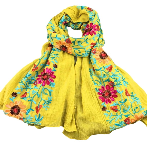 Levmjia Women Scarf Soft Shawl Floral Embroidery Print Wrap Lightweight Versatile Spring Autumn Winter Outdoor Travel Daily Wear Wedding