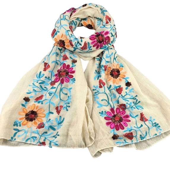 Levmjia Women Scarf Soft Shawl Floral Embroidery Print Wrap Lightweight Versatile Spring Autumn Winter Outdoor Travel Daily Wear Wedding