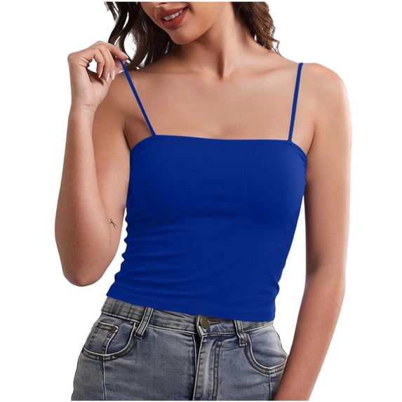 Levmjia Women Seamless Camisole Top with Built in Padded Bra Adjustable Spaghetti Straps Sleeveless Solid Color Summer Tank Top