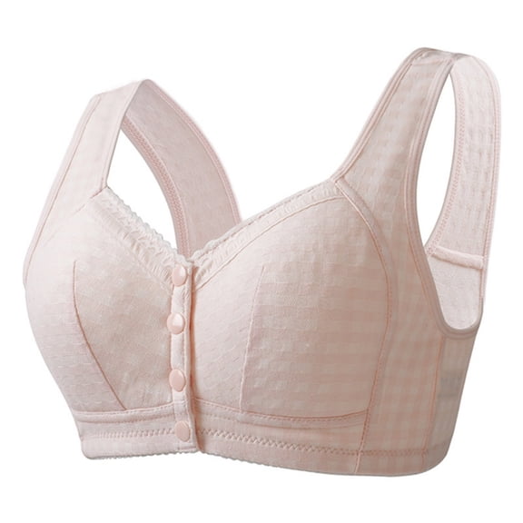 Levmjia Women Seamless Front Closure Bra Solid Color Silk Without Rims Gathered Breathable Adjustable Plus Size Comfort Daily Wear Underwear