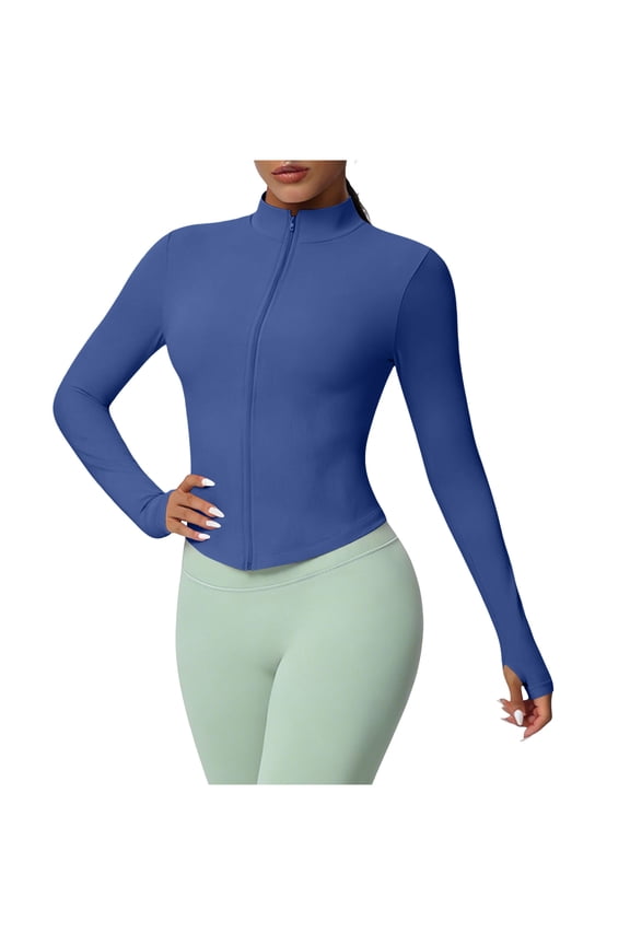 Women Seamless Yoga Jacket Polyester Solid Color Stand Collar Zipper Long Sleeve Fitted Quick Dry Stretch Casual Outerwear Running Gym Fitness Daily Commute