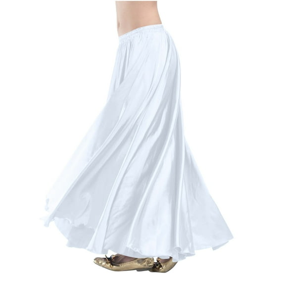 Levmjia Women Skirt Midi Solid Color Satin Tight Elastic Waist Comfortable Work Casual Flowy Casual Vacation Dress