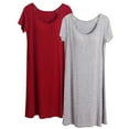 thumbnail image 1 of Levmjia Women Sleep Dress 2 Pack Cotton Summer Nightgown Short Sleeve Comfortable Loose Fit Solid Color Home Wear Sleepwear Casual Lounge Dress, 1 of 2